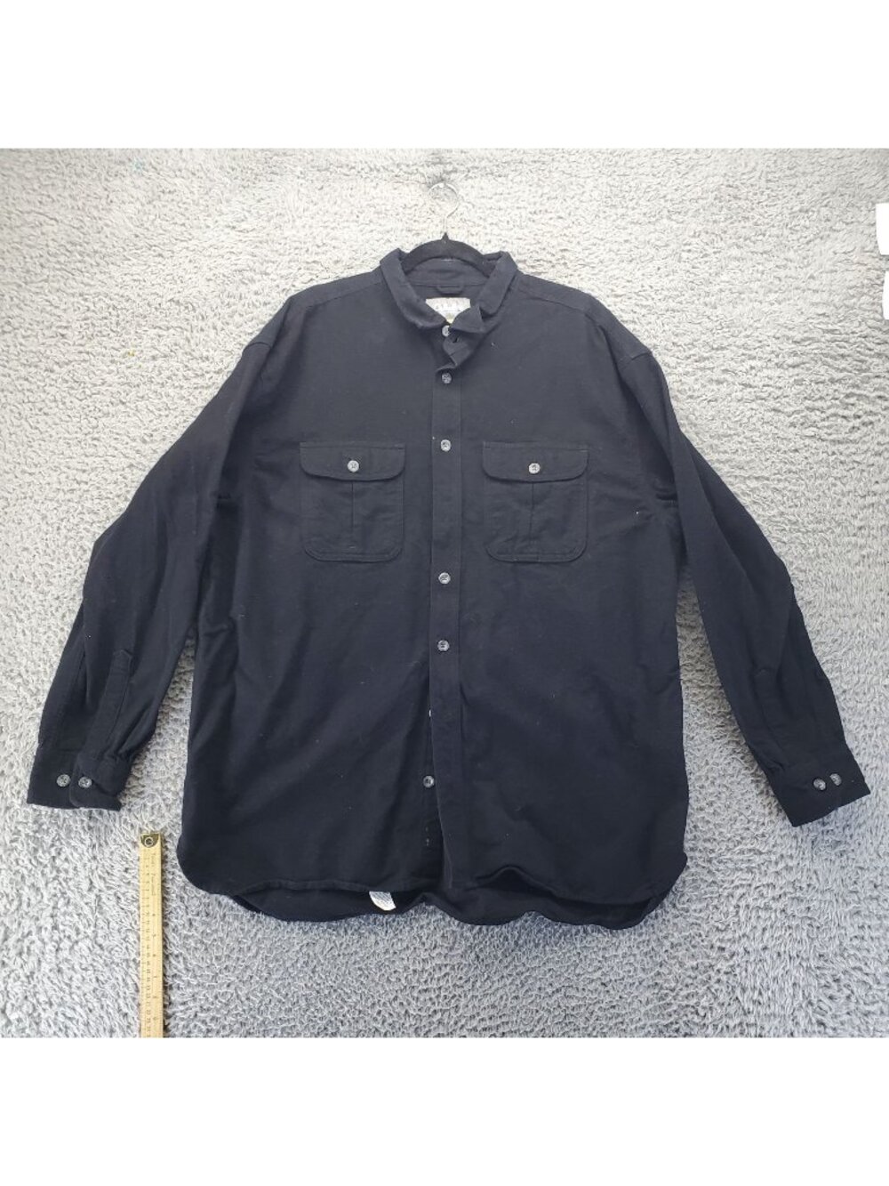 Cabelas Jacket Mens 2XL Black Button-Up Long Sleeve Cotton Flannel Shirt Shacket